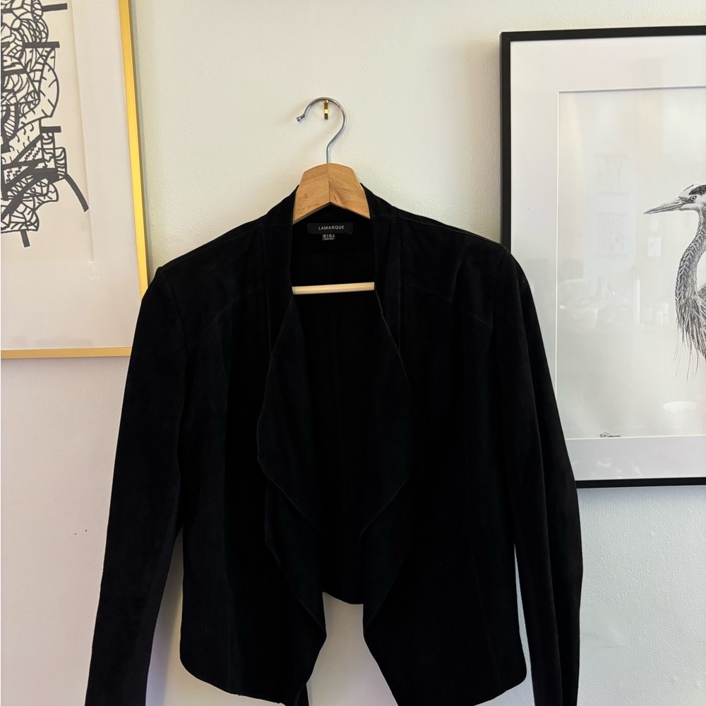 Lamarque Black Real Leather Suede Jacket